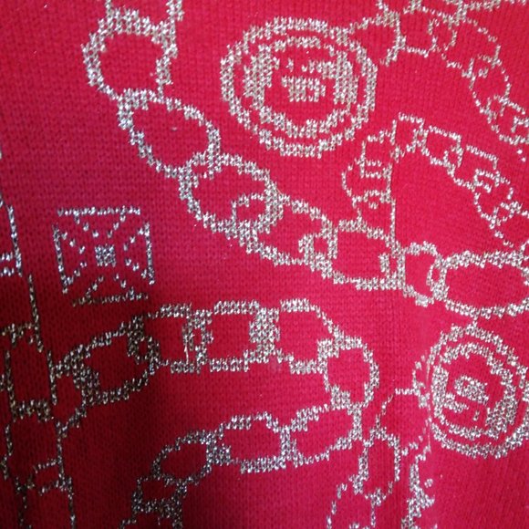 C.S.T. Studio Red and Gold Sweater, Size 50/ US 2X - Picture 4 of 4